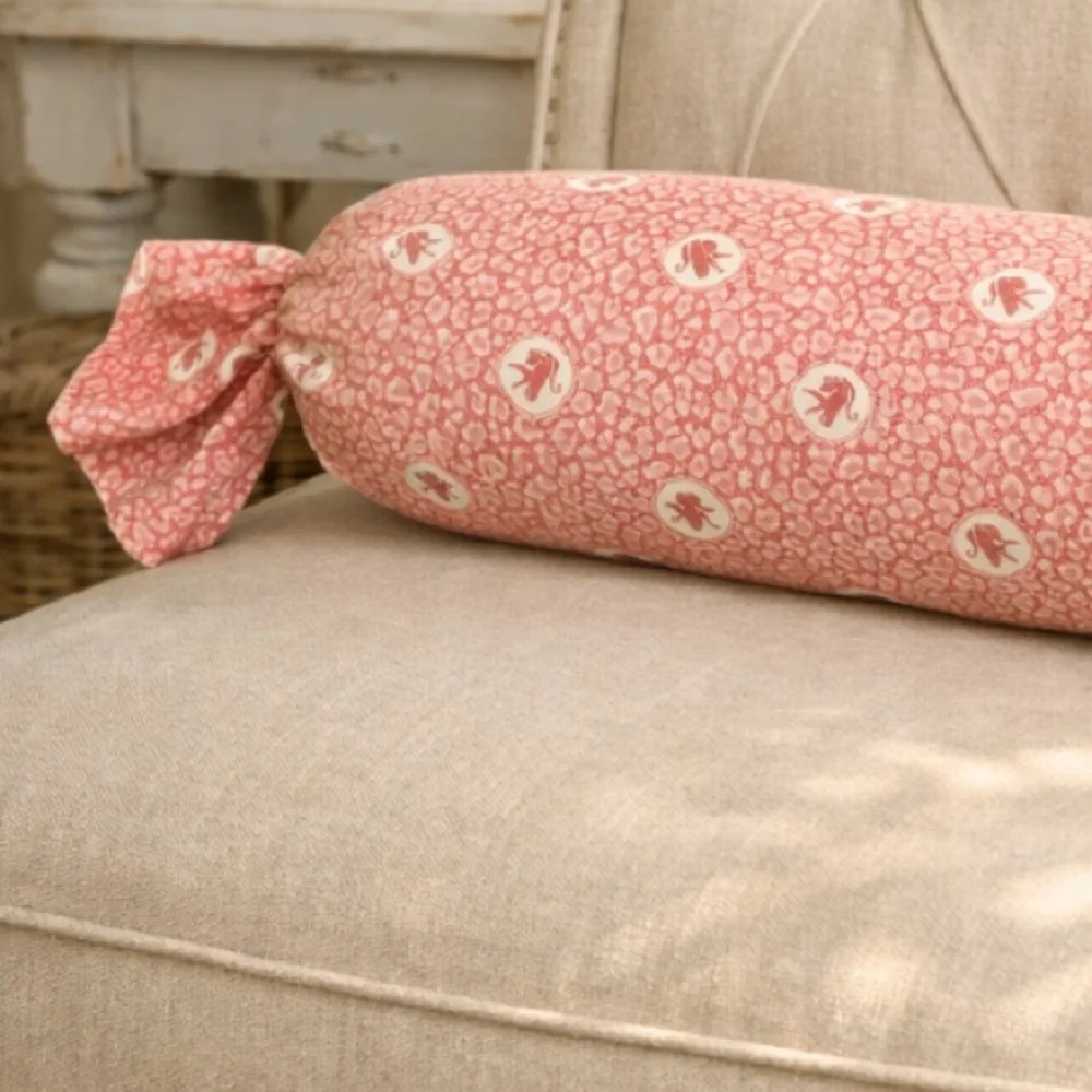 Monkey Pattern Bolster Throw Pillow Decorative Candy Roll Shape Pretty Monkey